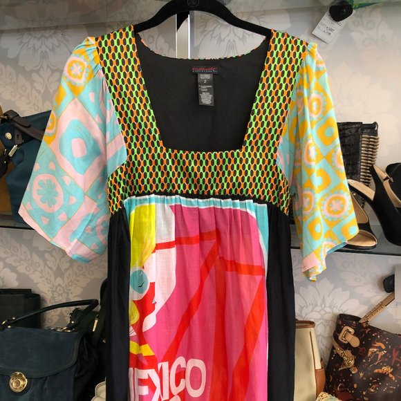 CUSTCO BARCELONA Sheer Cotton Print Dress - Picture 1 of 7